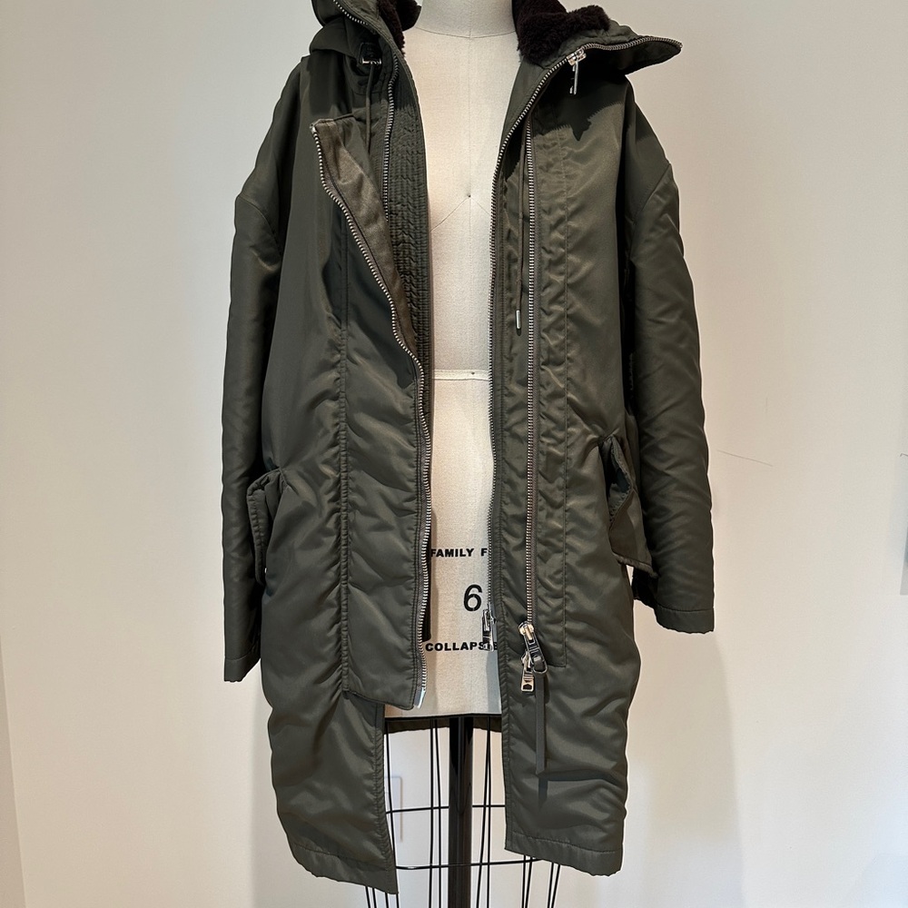 All Saints Dark Green Hooded Jacket